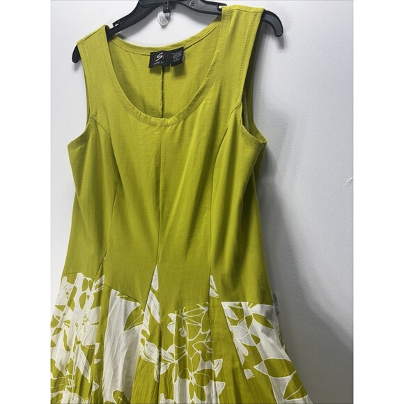 ESY STUDIO EY   Women’s Maxi  Dress Pistacho Creen Sz L Flare Linen Cotton - Picture 4 of 14